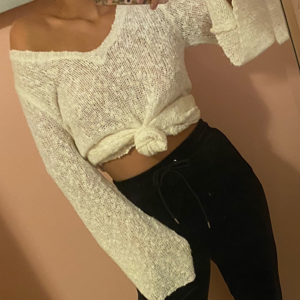 Crochet oversized white sweater